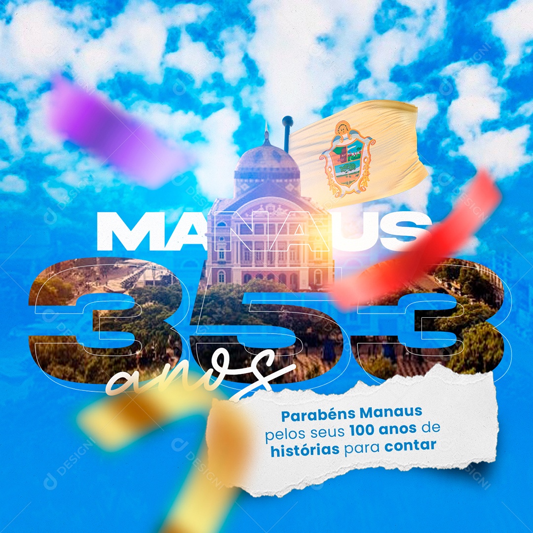 Parabéns Cidade de Manaus Pelos seus 353 Anos Social Media PSD Editável