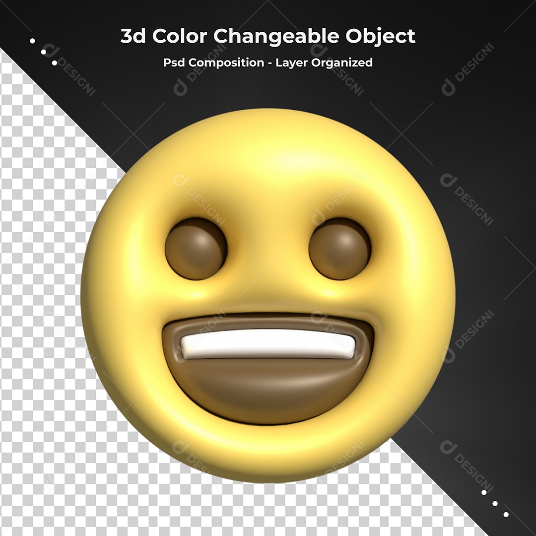 Emoji Alegre Elemento 3D para Composição PSD