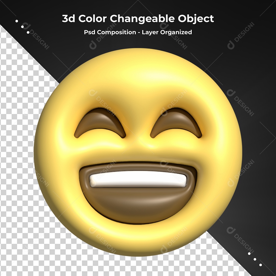 Emoji Feliz e Alegre Elemento 3D Para Composição PSD
