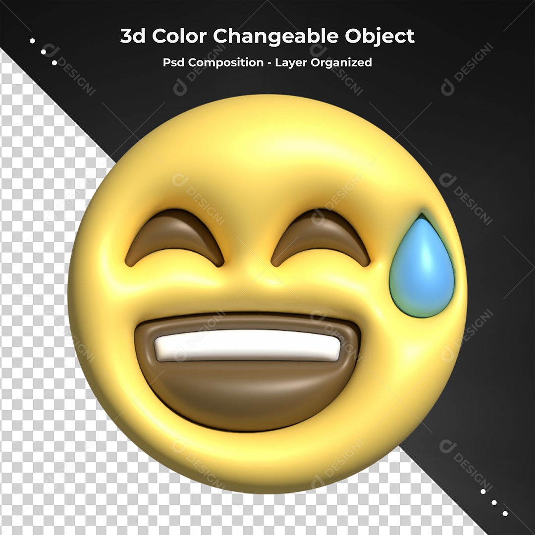 Emoji Feliz Elemento 3D Para Composição PSD