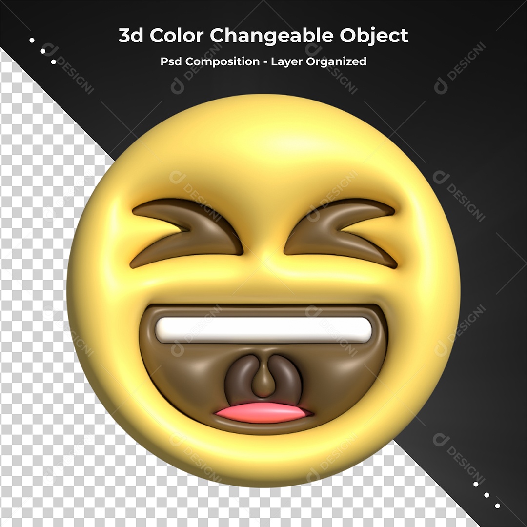 Emoji Alegre Elemento 3D Para Composição PSD