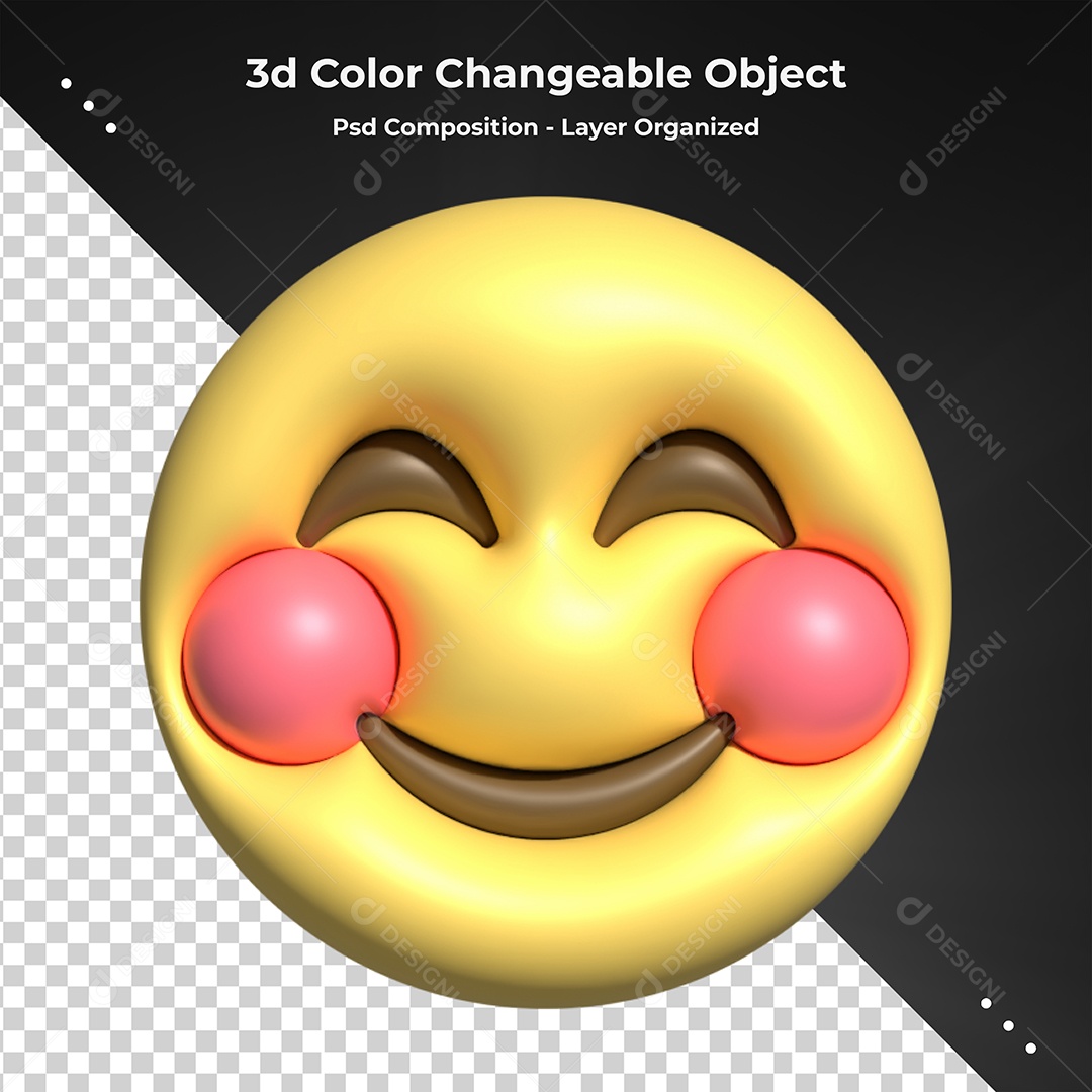 Emoji Feliz Elemento 3D Para Composição PSD