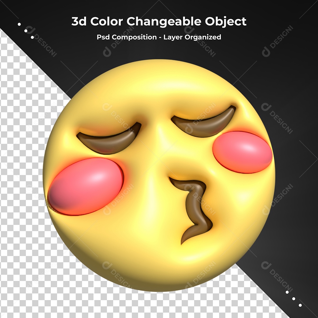 Emoji Feliz Assobiando Elemento 3D Para Composição PSD