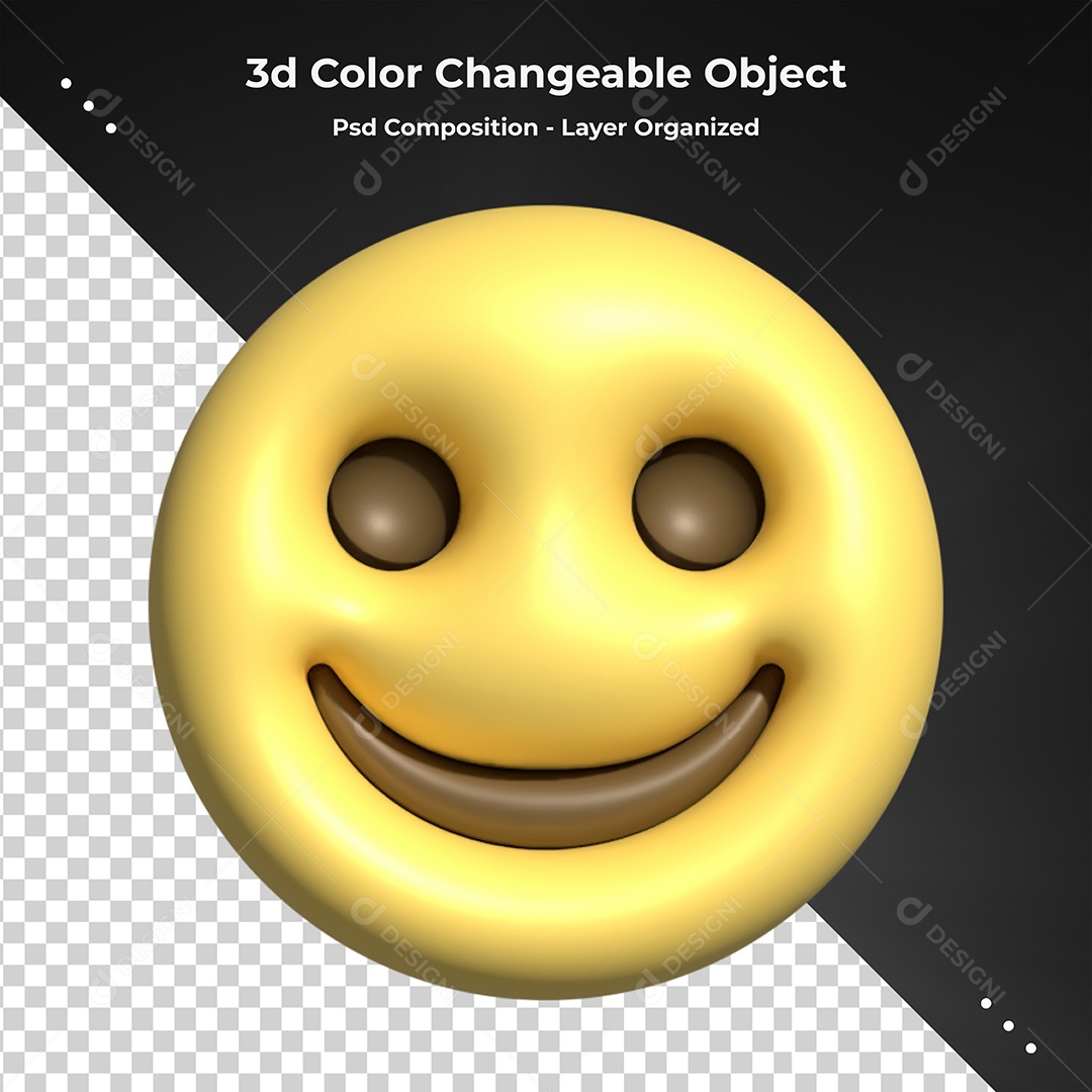 Emoji Feliz Elemento 3D Para Composição PSD