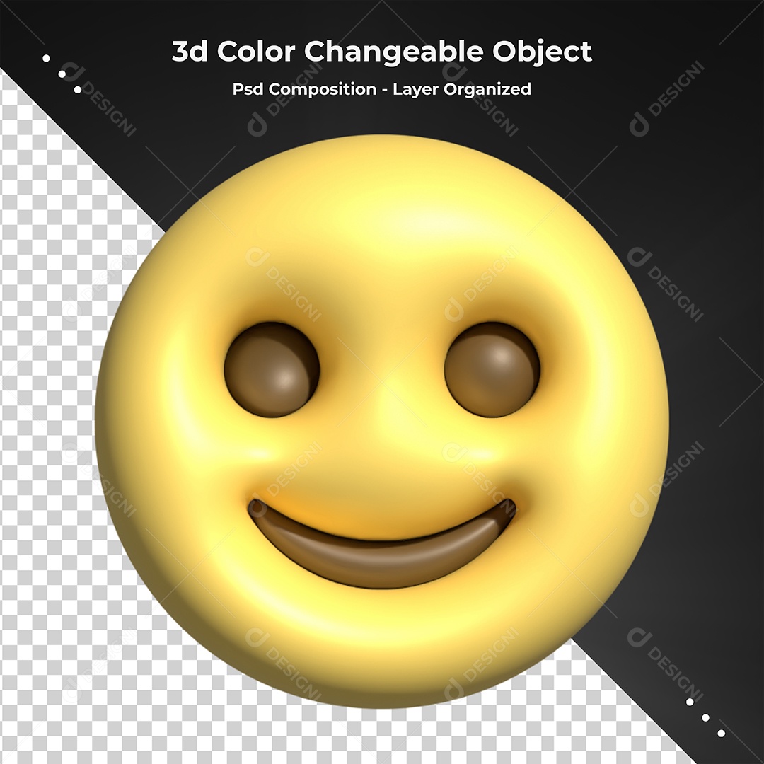 Emoji Feliz Elemento 3D Para Composição PSD
