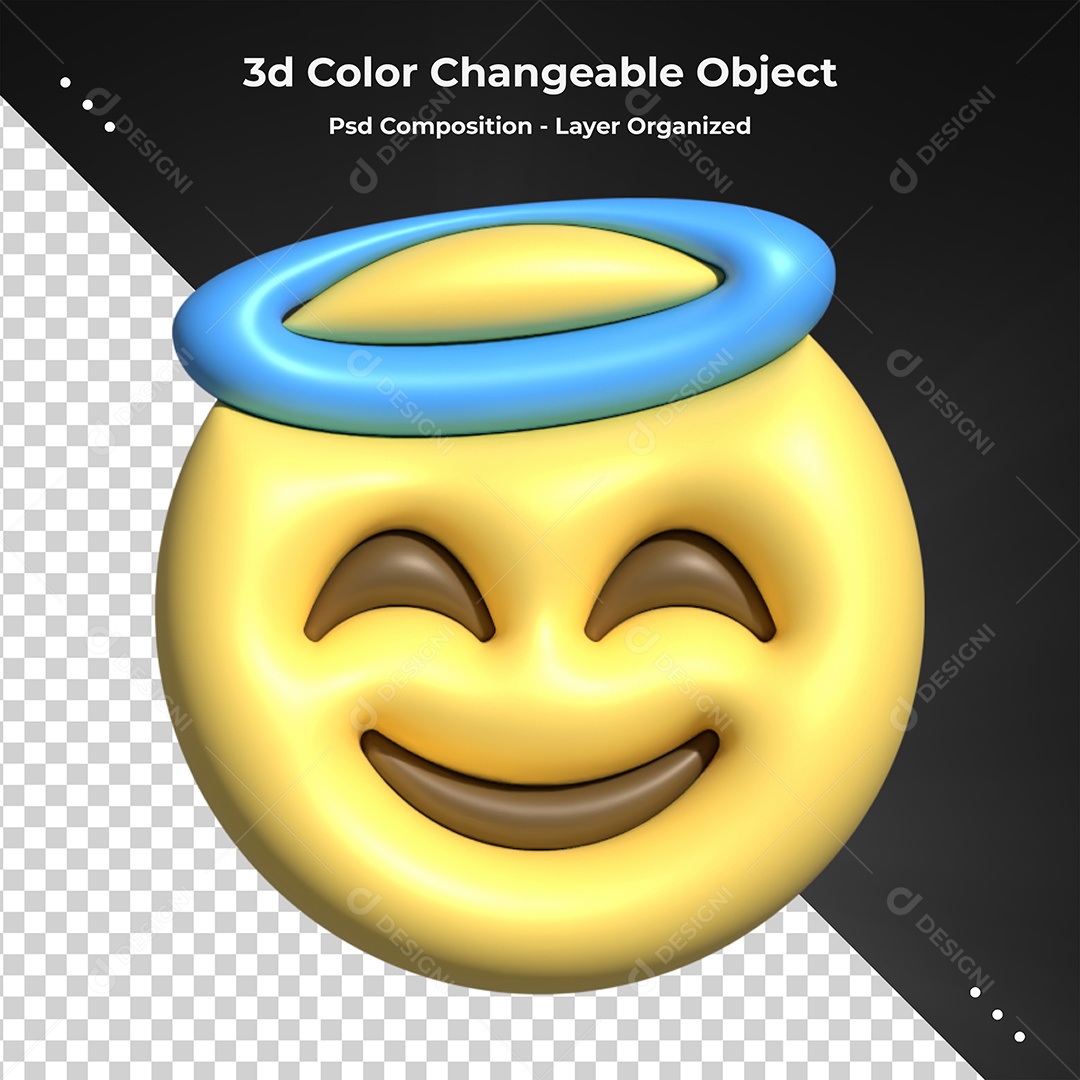 Emoji de Anjo Feliz Elemento 3D para Composição PSD