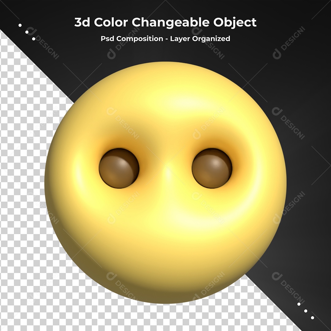 Emoji Sem Boca Elemento 3D Para Composição PSD