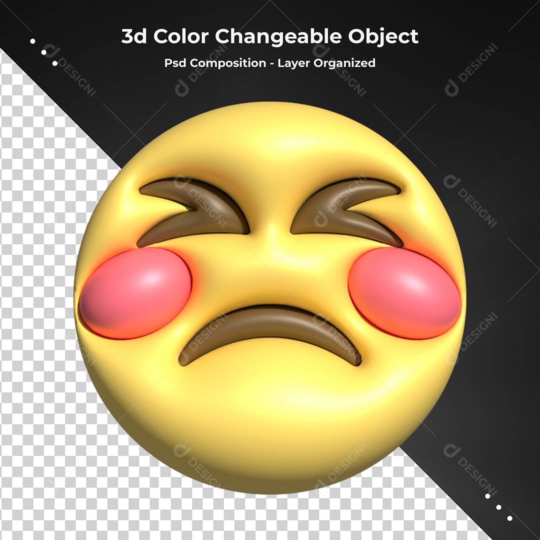 Emoji Feliz Com Vergonha Elemento 3D PSD