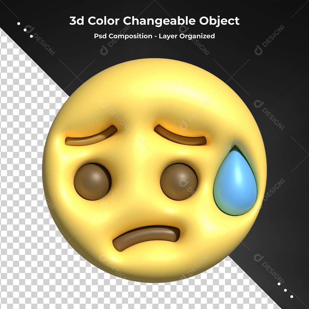 Emoji Triste Elemento 3D Para Composição PSD
