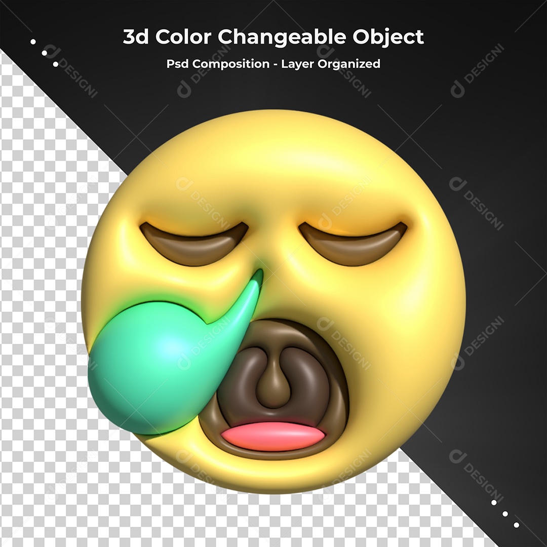 Emoji Com Sono Elemento 3D Para Composição PSD