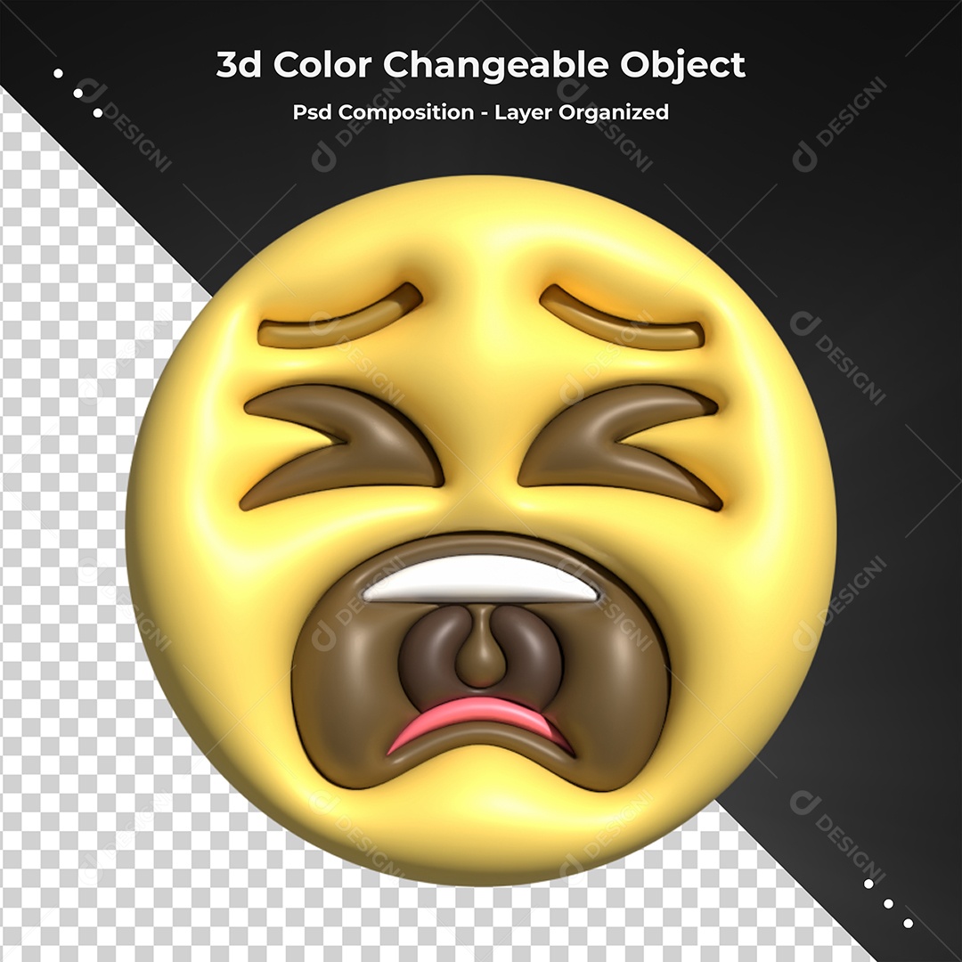Emoji Desesperado Elemento 3D para Composição PSD