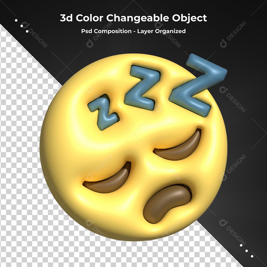 Emoji Com Sono Elemento 3D Para Composição PSD