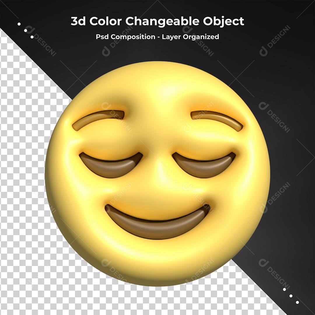 Emoji Feliz Sastifeito Elemento 3D Para Composição PSD
