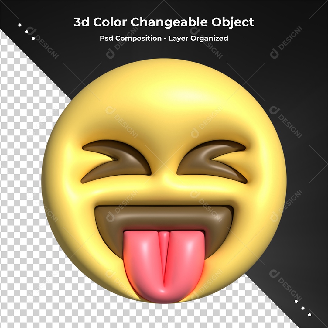 Emoji Careta com Língua pra Fora Elemento 3D Para Composição PSD