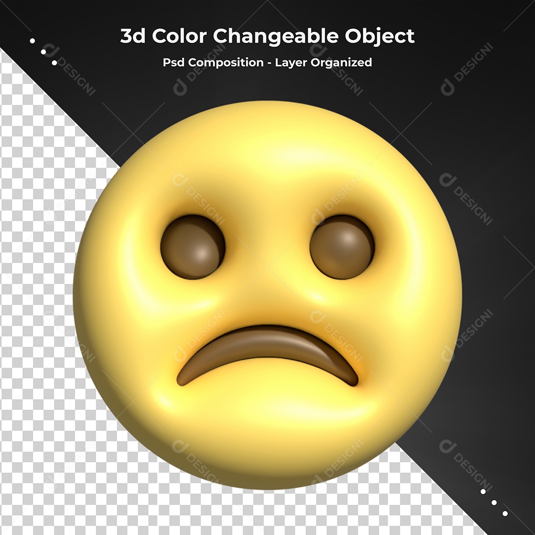 Emoji Triste Elemento 3D Para Composição PSD