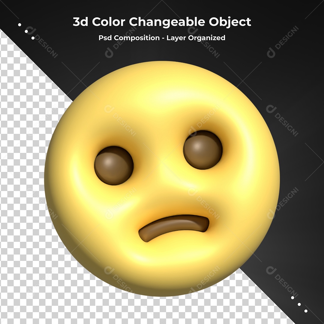 Emoji Triste Elemento 3D Para Composição PSD