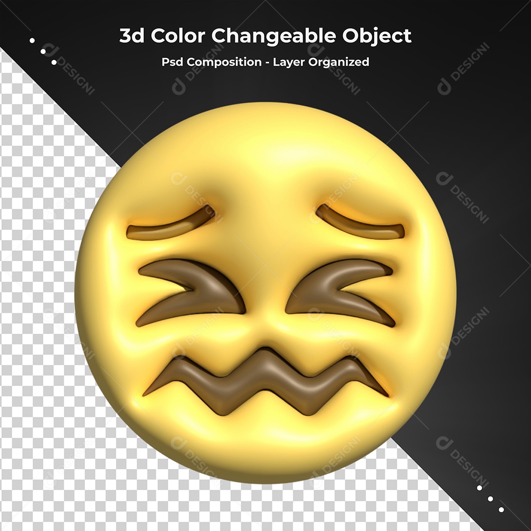 Emoji Triste Elemento 3D Para Composição PSD