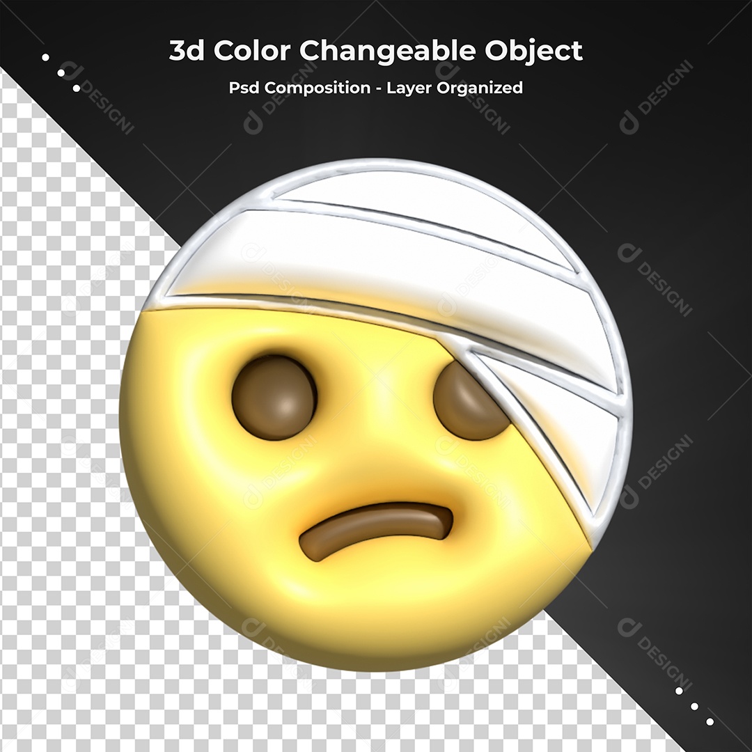 Emoji Machucado Elemento 3D PSD