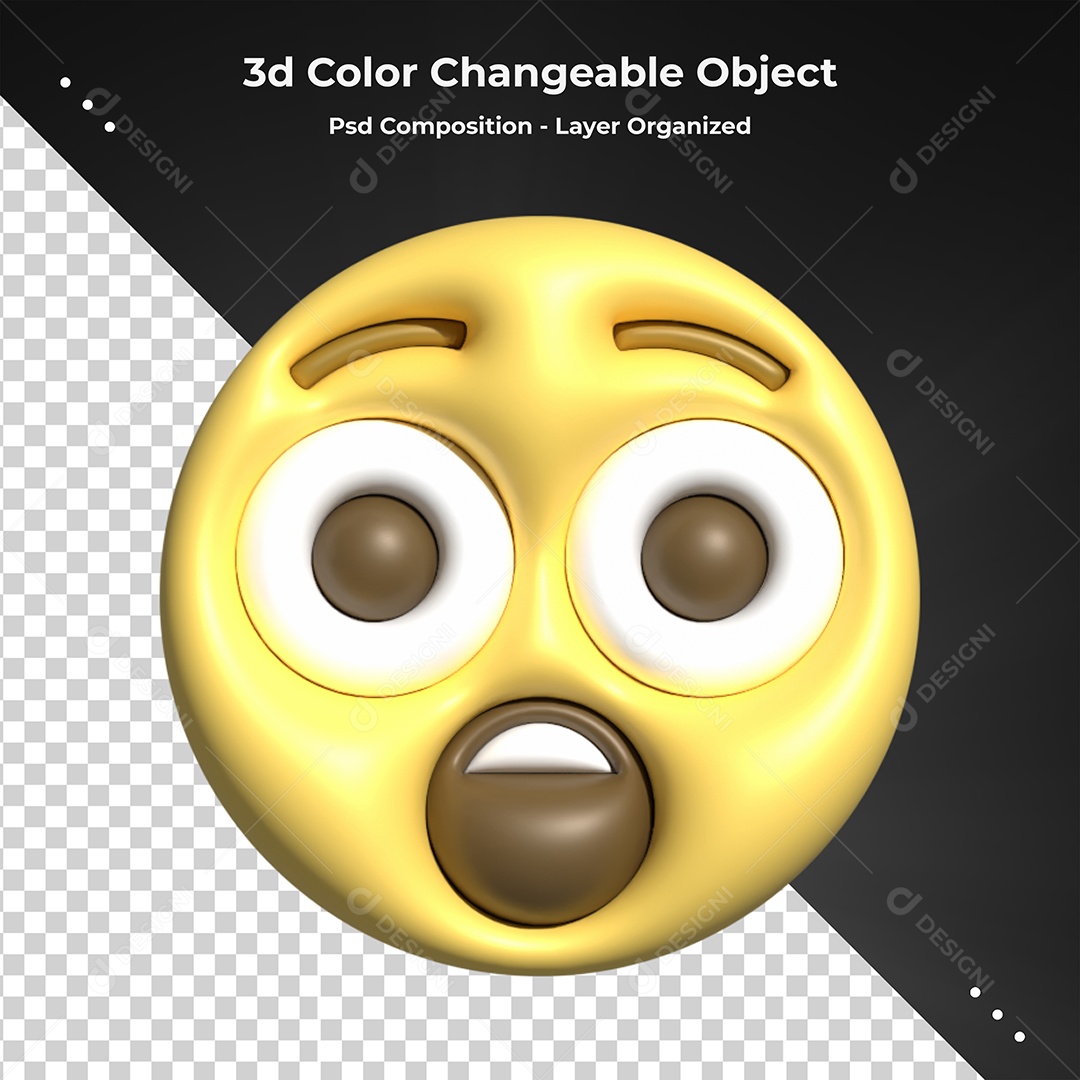 Emoji Surpreso Elemento 3D Para Composição PSD