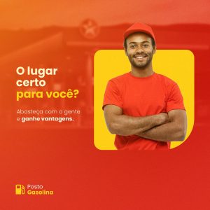 Abasteça com a Gente e Ganhe Vantagens Posto de Combustível Gasolina Social Media PSD Editável