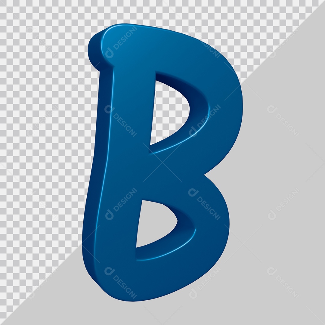 Elemento 3D Para Composição Letra B Azul PSD