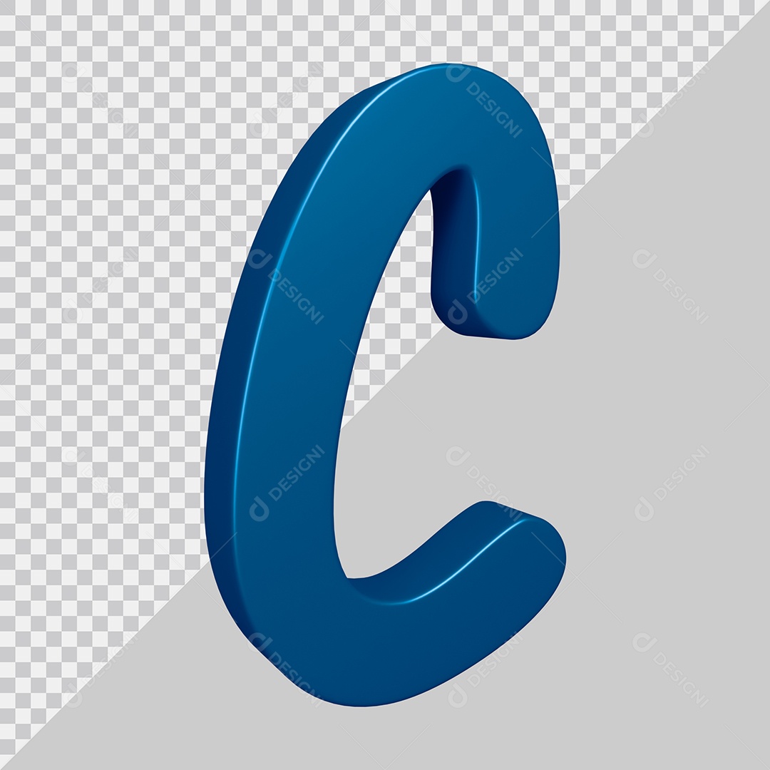 Elemento 3D Para Composição Letra C Azul PSD