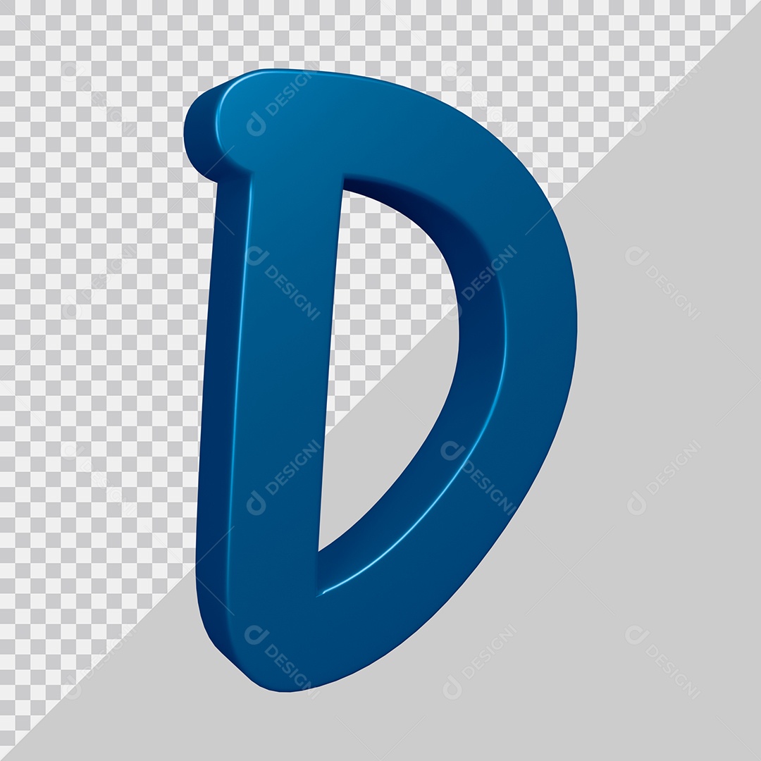Elemento 3D Para Composição Letra D Azul PSD