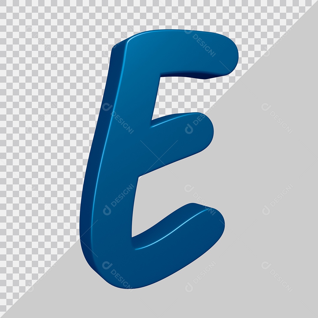 Elemento 3D Para Composição Letra E Azul PSD
