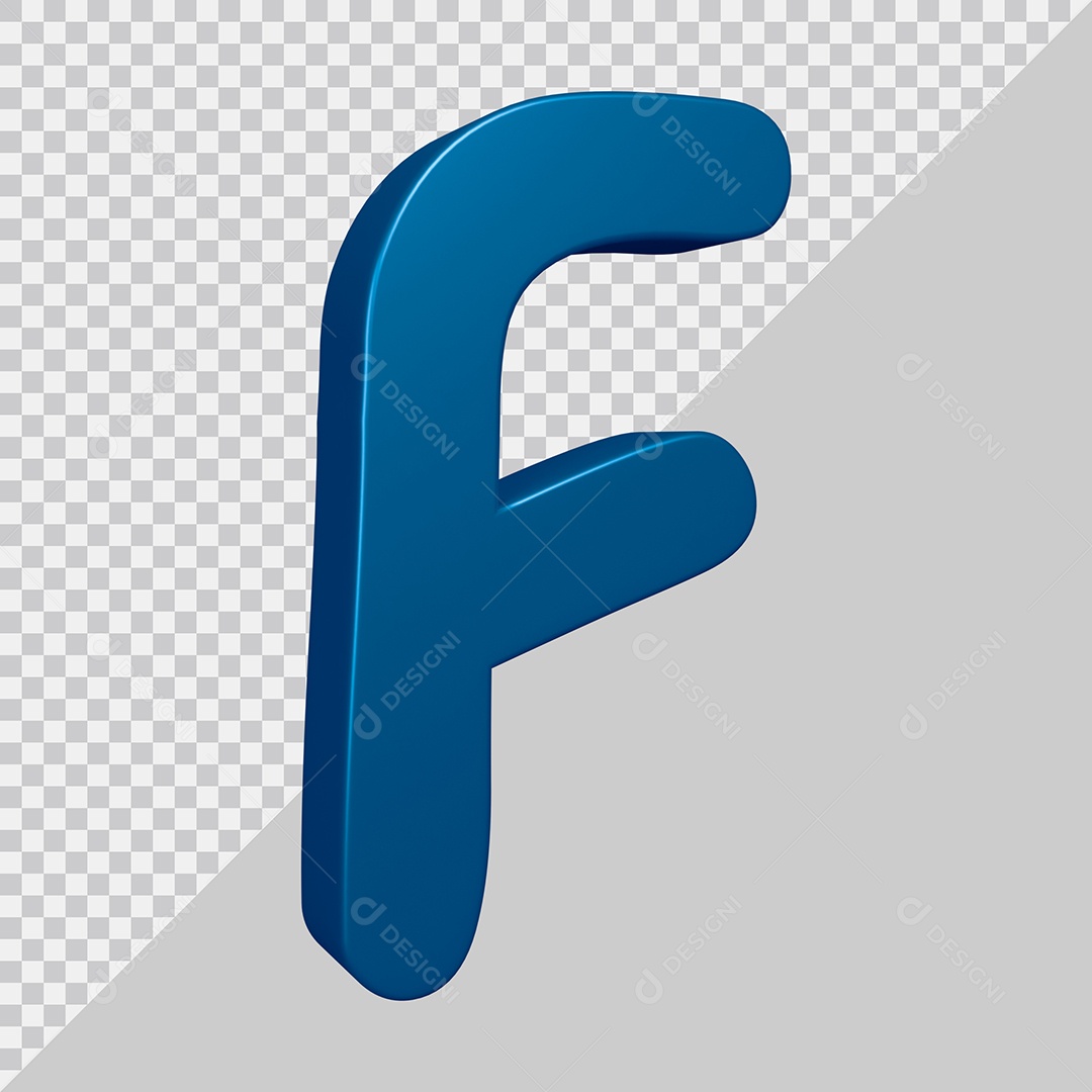 Elemento 3D Para Composição Letra F Azul PSD