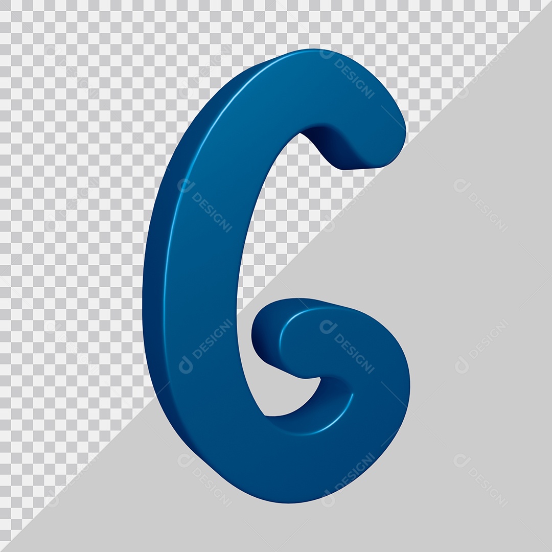 Elemento 3D Para Composição Letra G Azul PSD