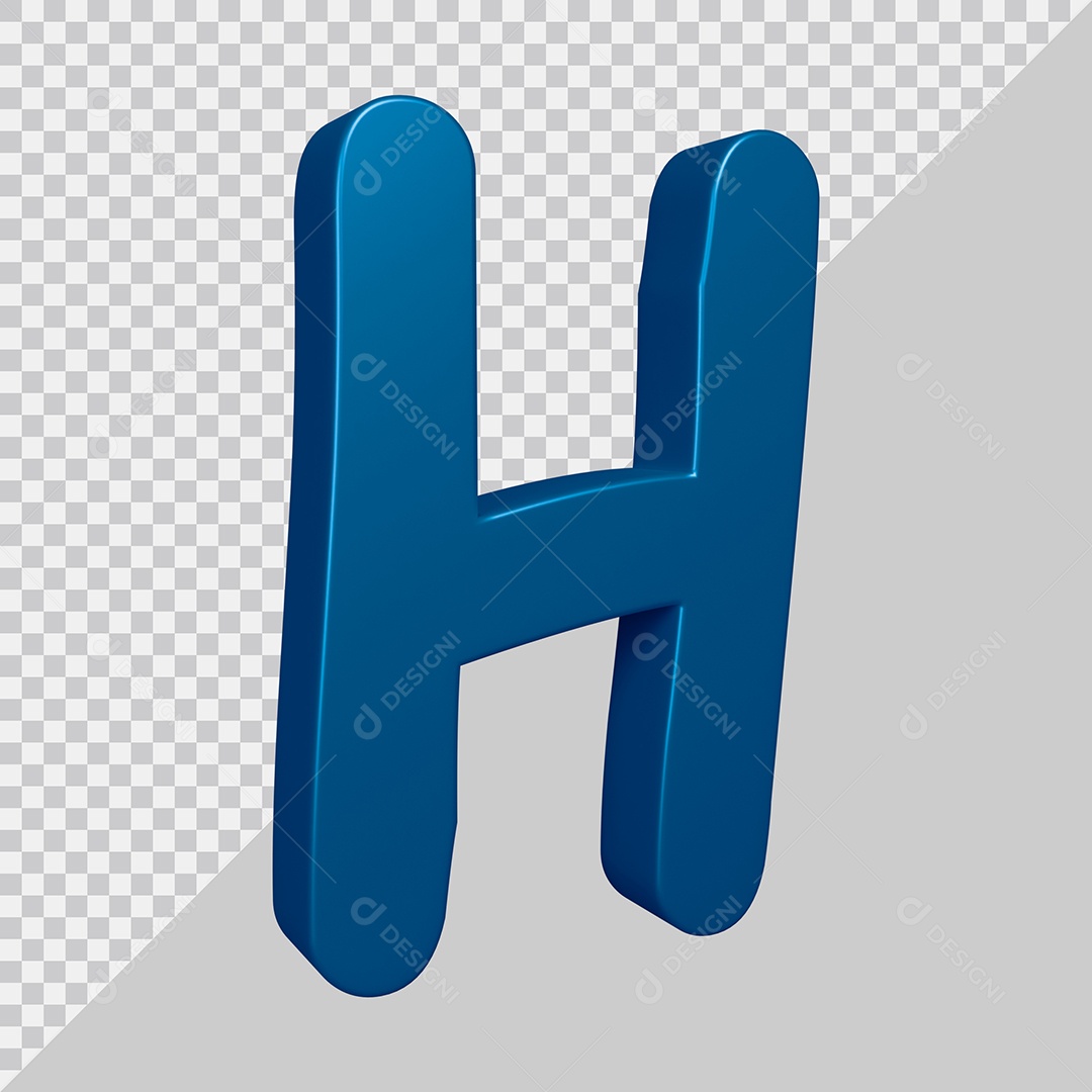 Elemento 3D Para Composição Letra H Azul PSD