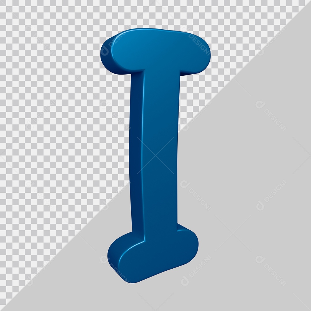 Elemento 3D Para Composição Letra I Azul PSD
