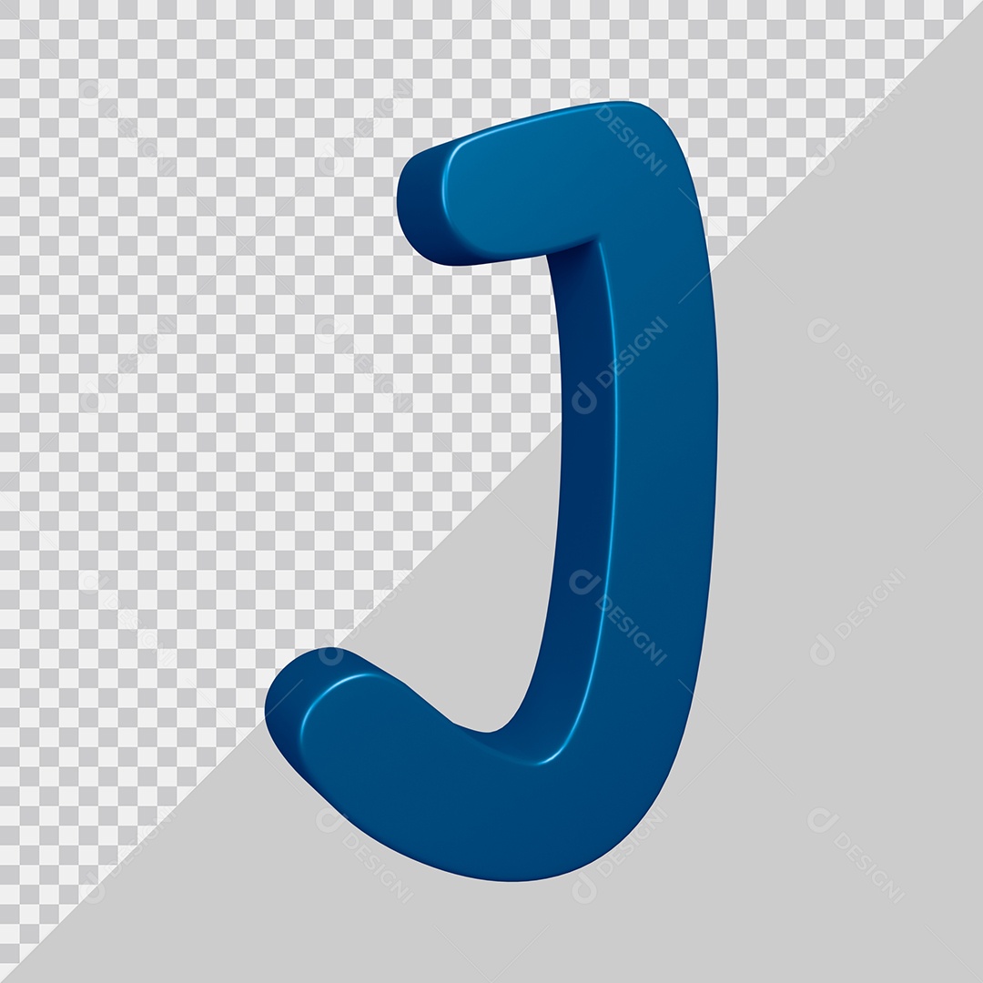 Elemento 3D Para Composição Letra J Azul PSD