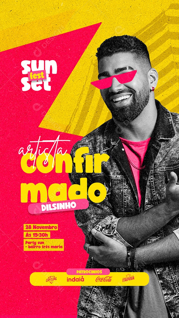 Story Artista Confirmado Dilsinho Flyer Sun set Fest Social Media PSD Editável