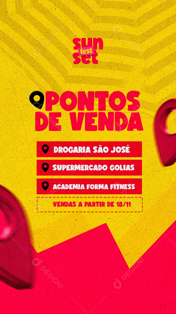 Story Pontos de Venda Sun Set Flyers Social Media PSD Editável
