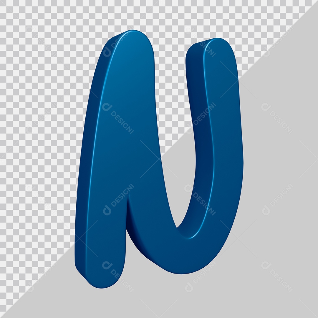 Elemento 3D Para Composição Letra N Azul PSD