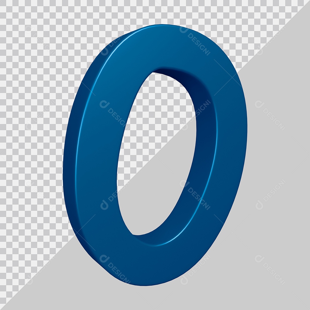 Elemento 3D Para Composição Letra O Azul PSD