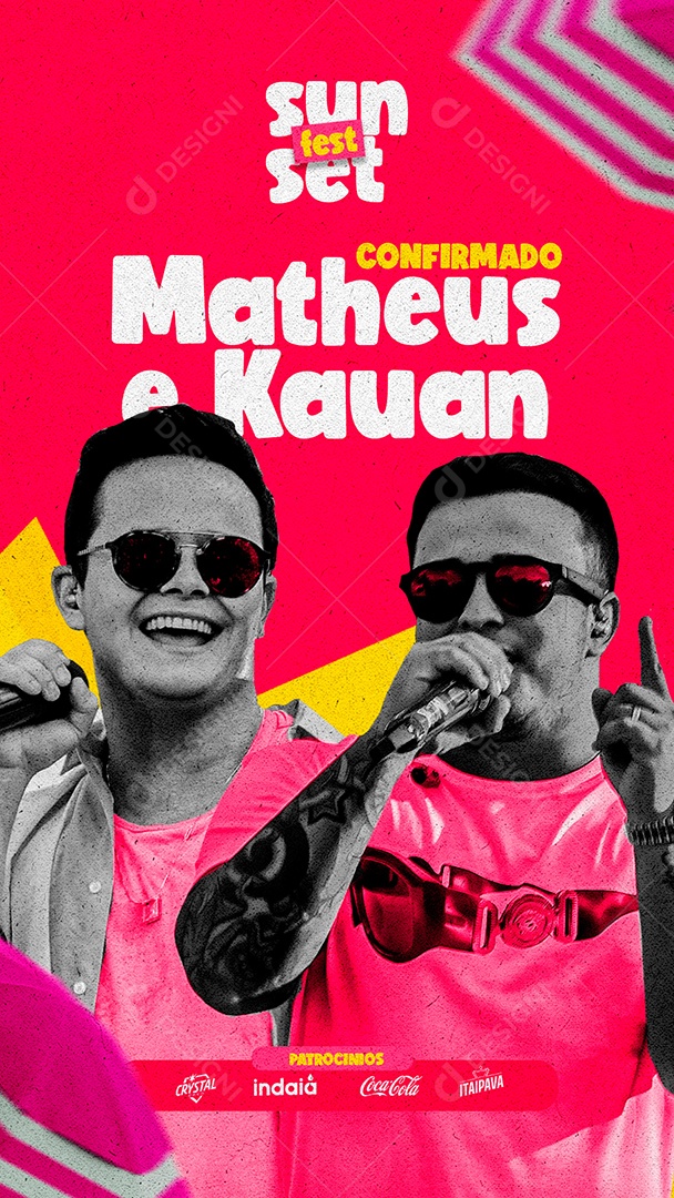 Story Confirmado Matheus e Kauan Flyer Sun Set Social Media PSD Editável
