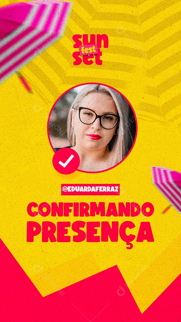 Story Confirmando Presença Eduarda Ferraz Sun Set Social Media PSD Editável