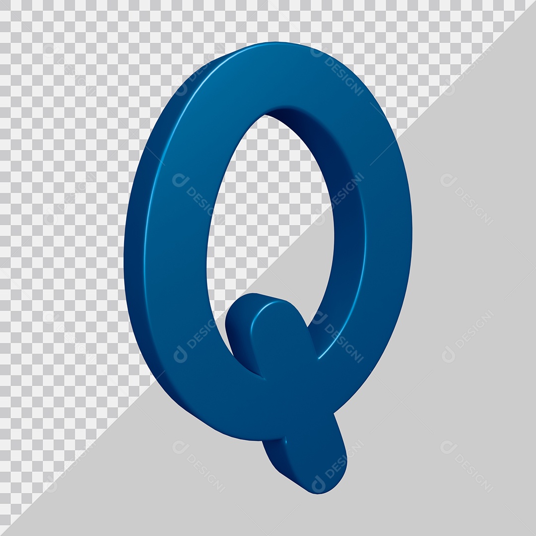 Elemento 3D Para Composição Letra Q Azul PSD