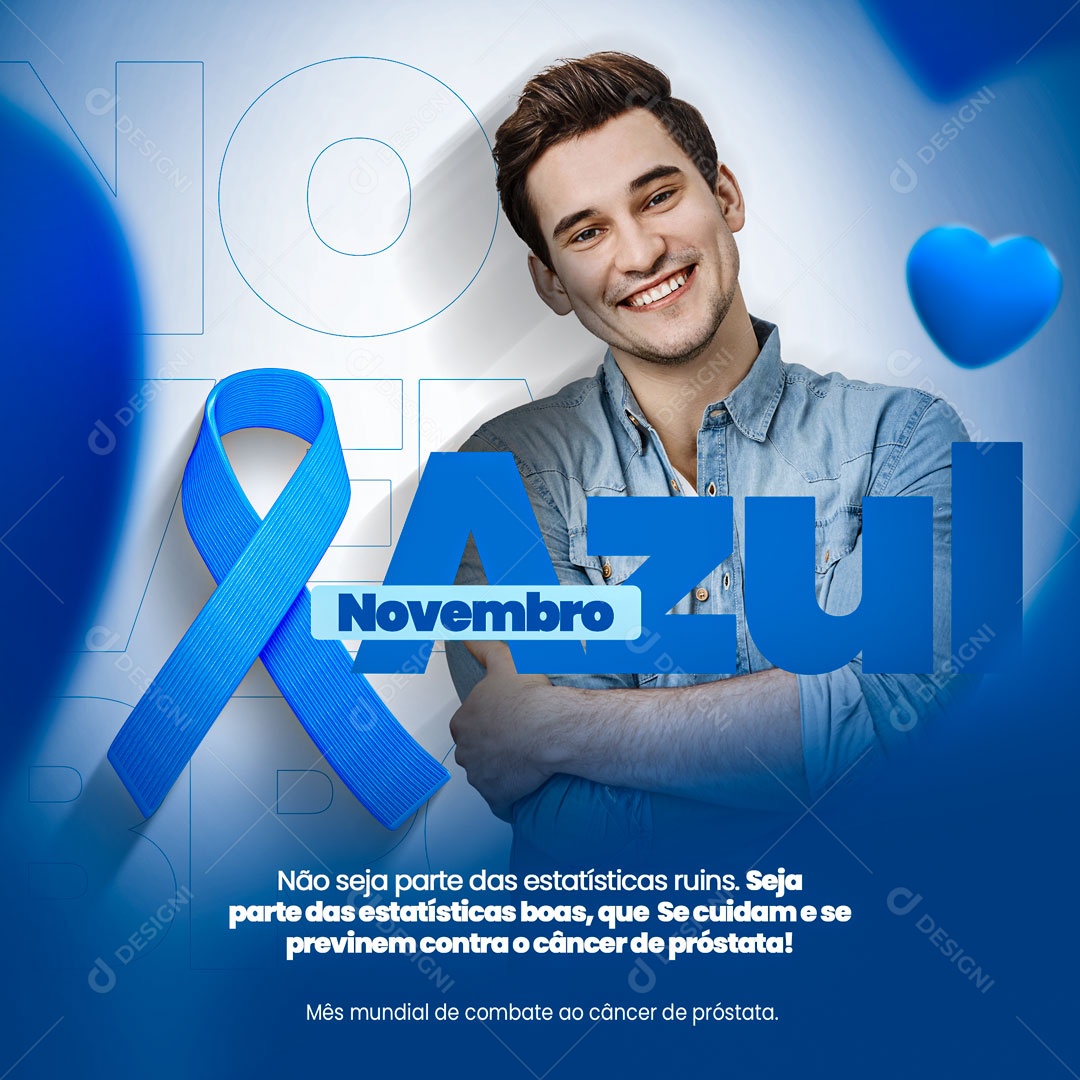 Novembro Azul Mês Mundial de Combate ao Câncer de Próstata Social Media PSD Editável