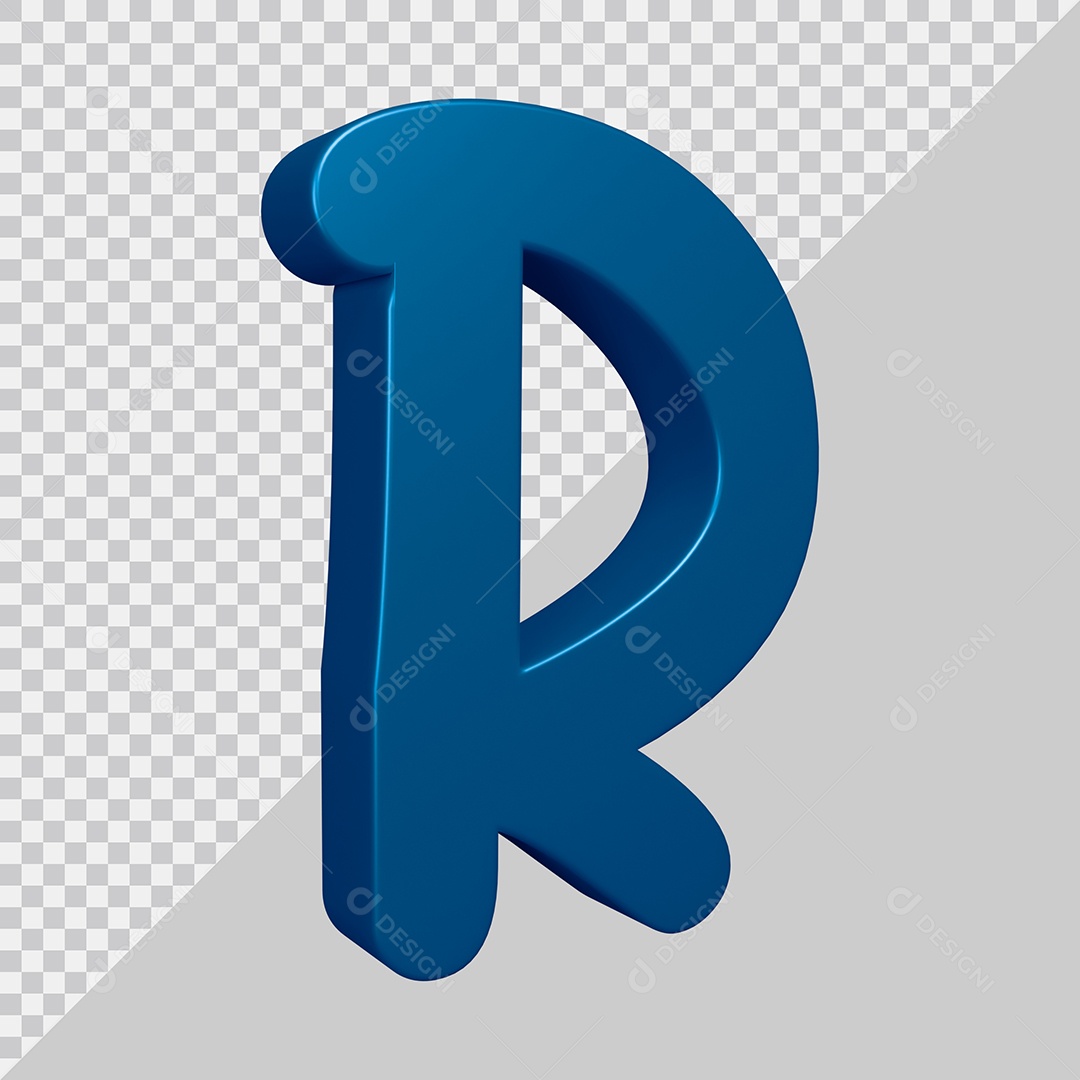Elemento 3D Para Composição Letra R Azul PSD