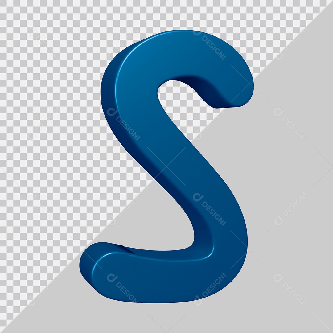Elemento 3D Para Composição Letra S Azul PSD