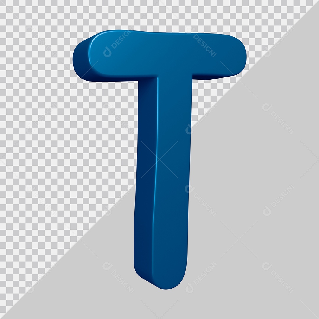Elemento 3D Para Composição Letra T Azul PSD