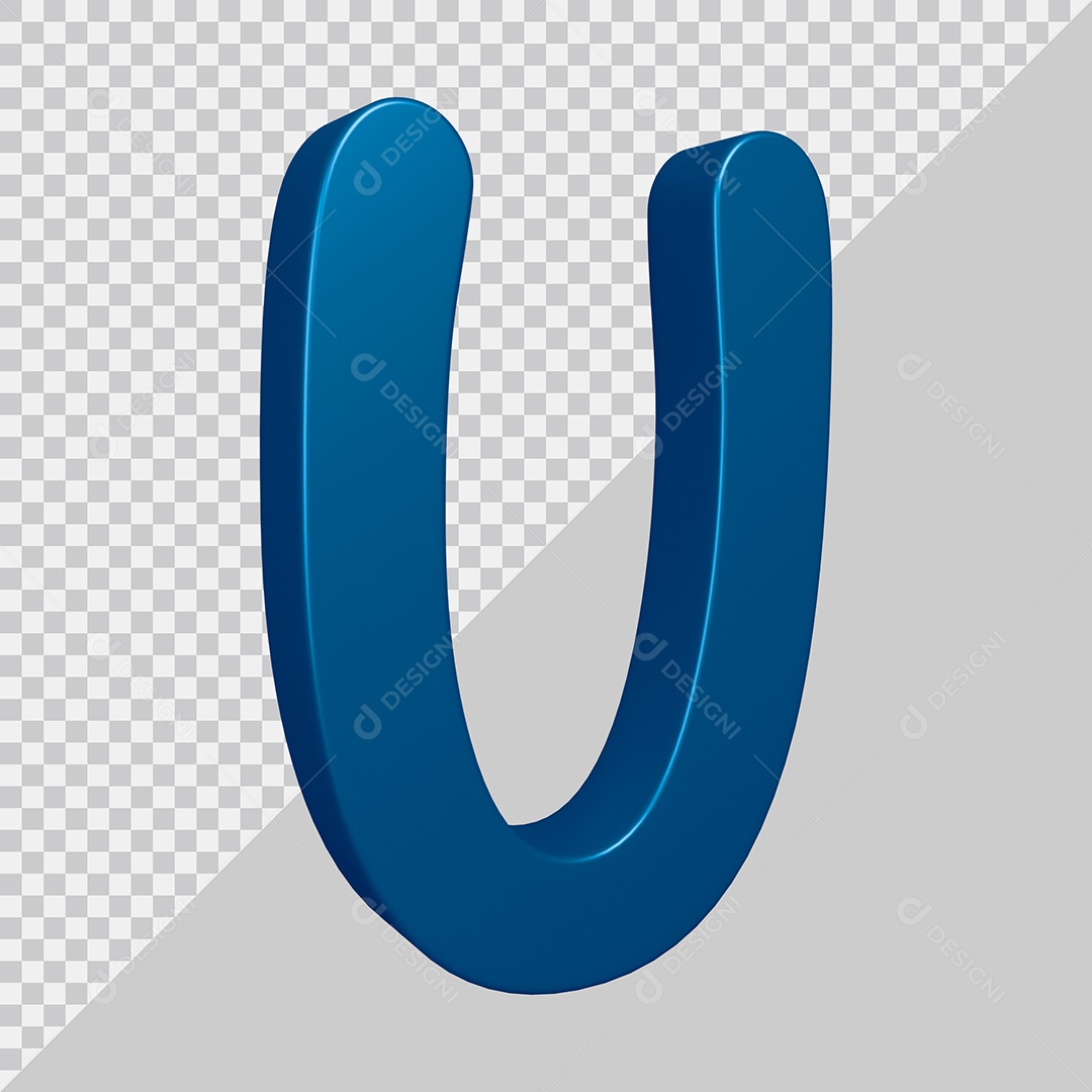 Elemento 3D Para Composição Letra U Azul PSD