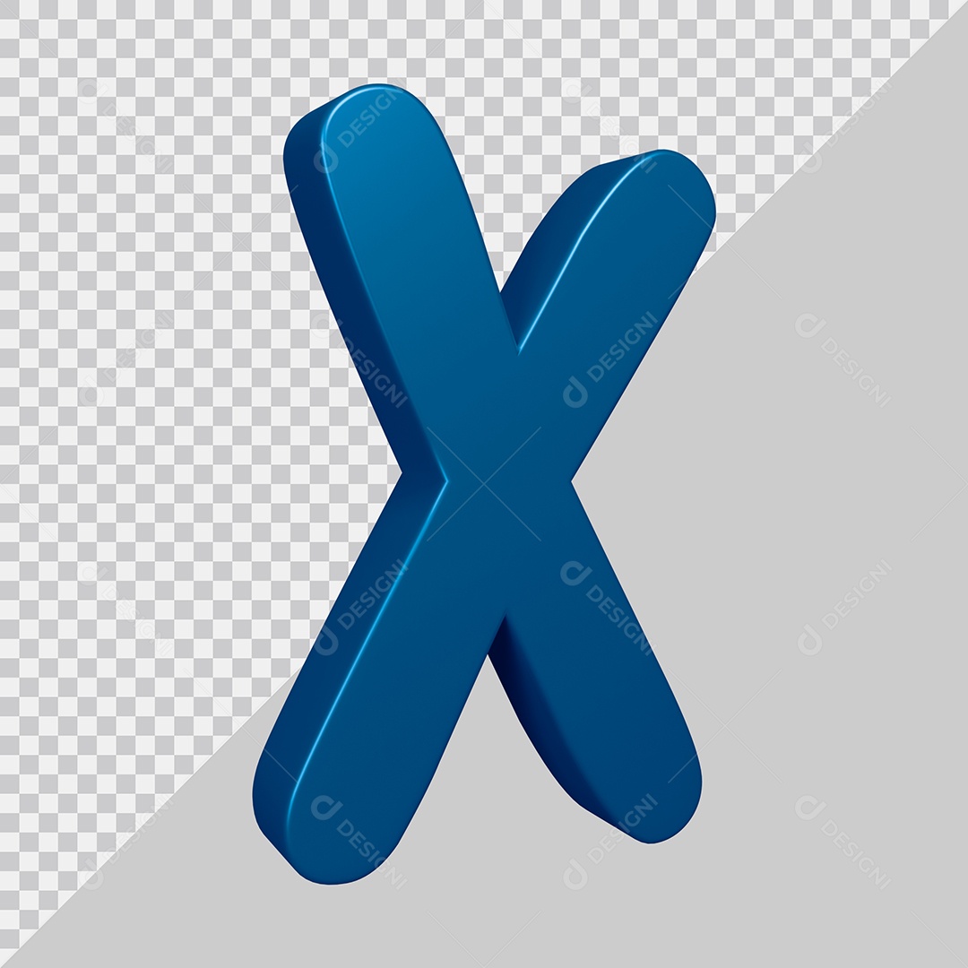 Elemento 3D Para Composição Letra X Azul PSD