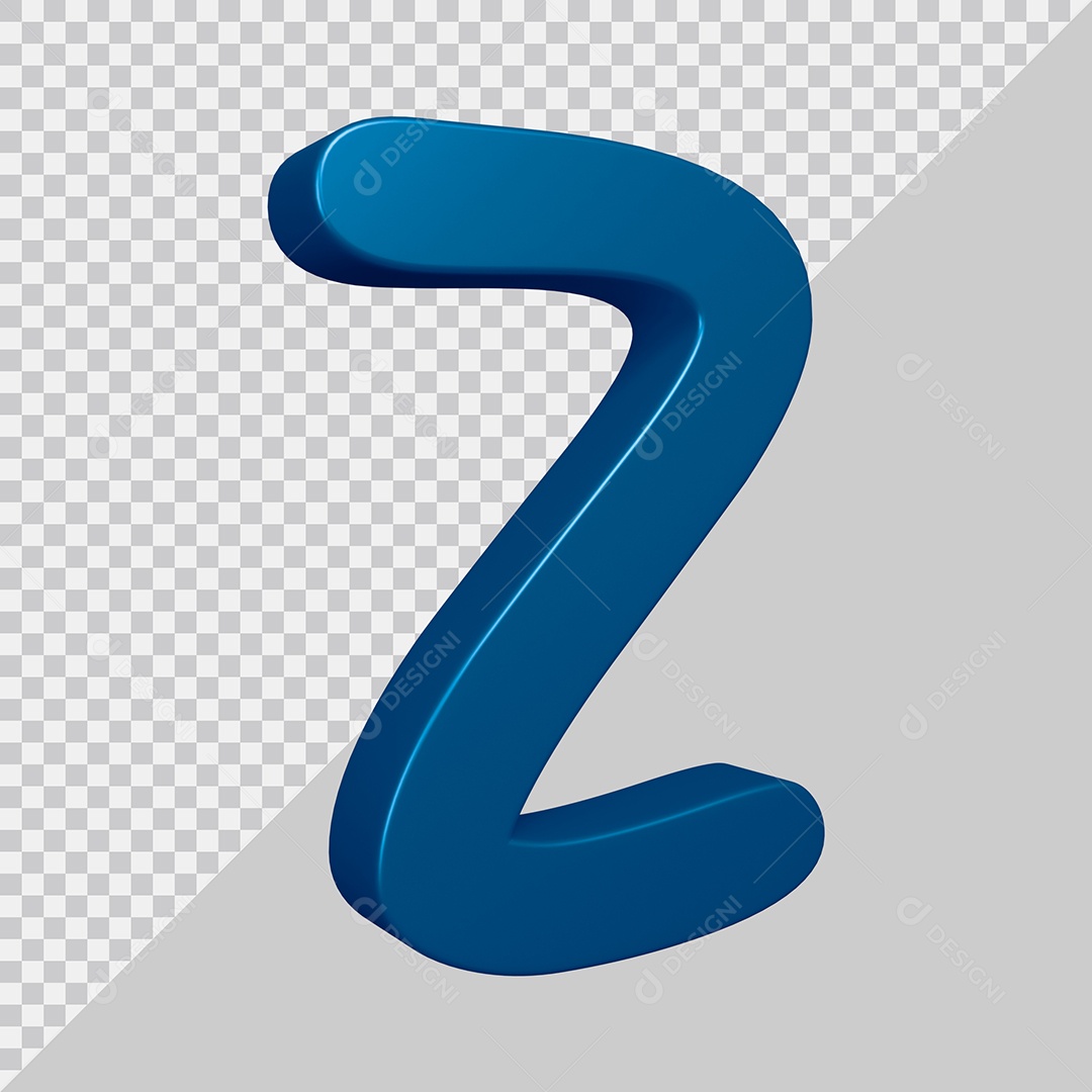 Elemento 3D Para Composição Letra Z Azul PSD