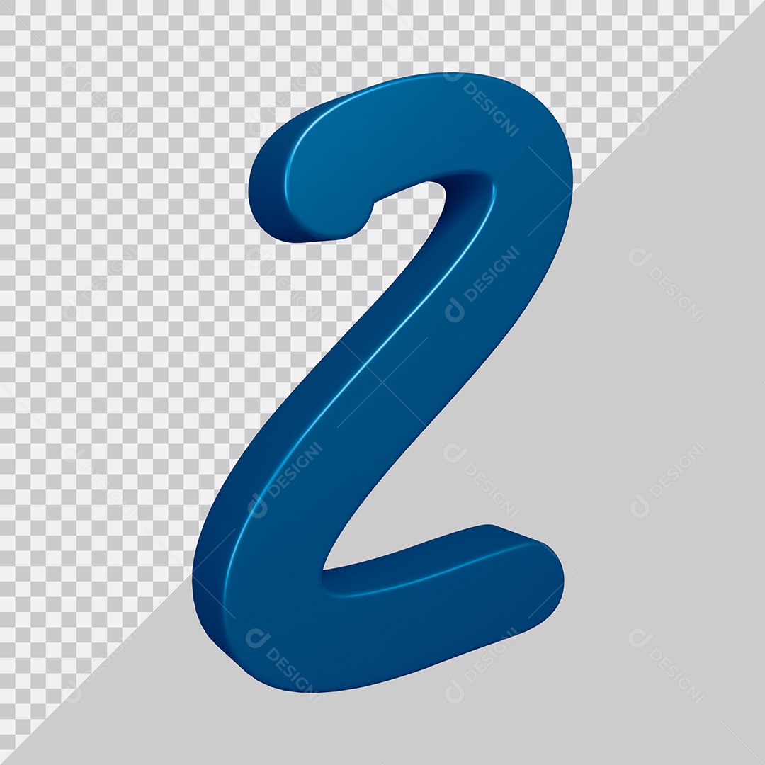Elemento 3D Para Composição Número 2 Azul PSD