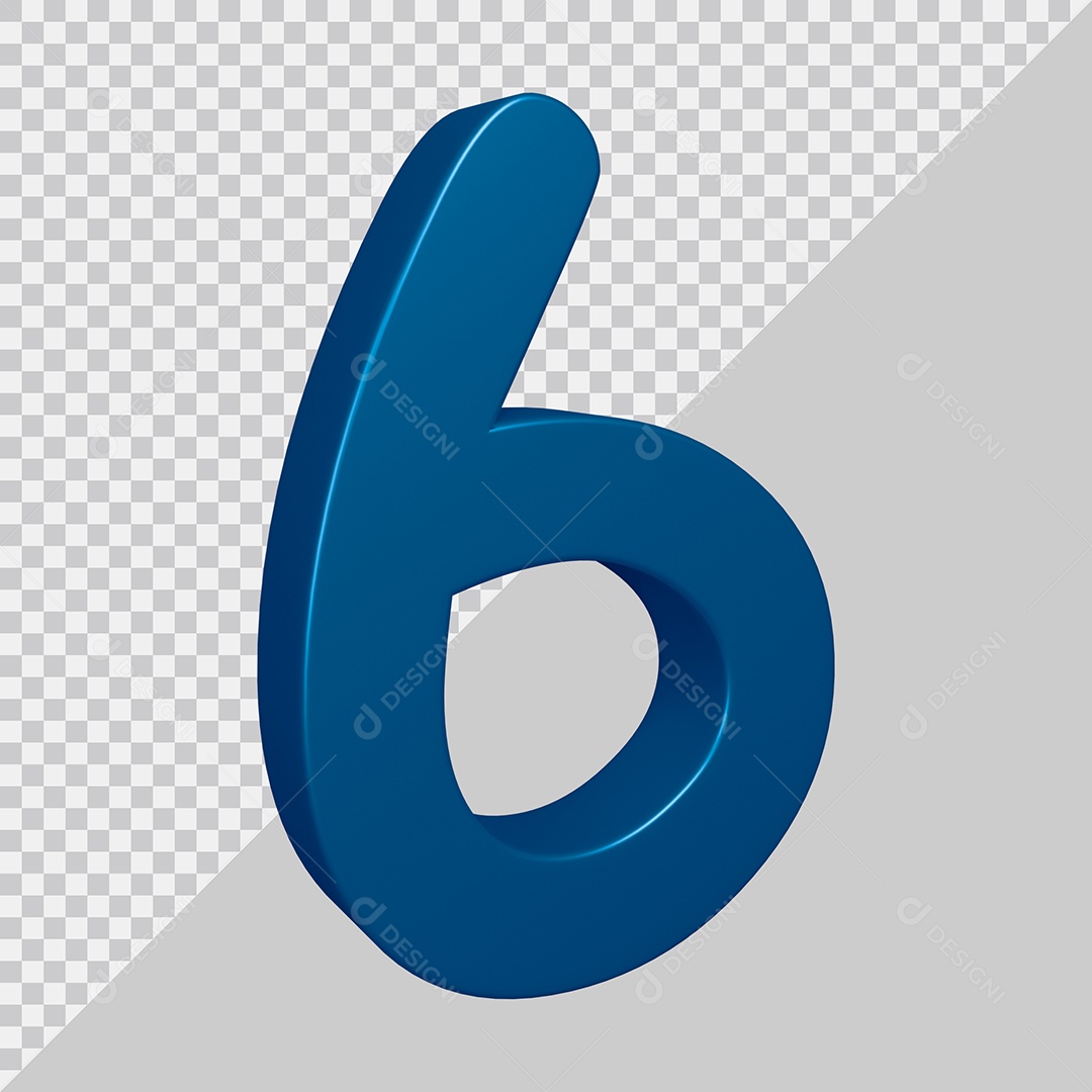 Elemento 3D Para Composição Número 6 Azul PSD