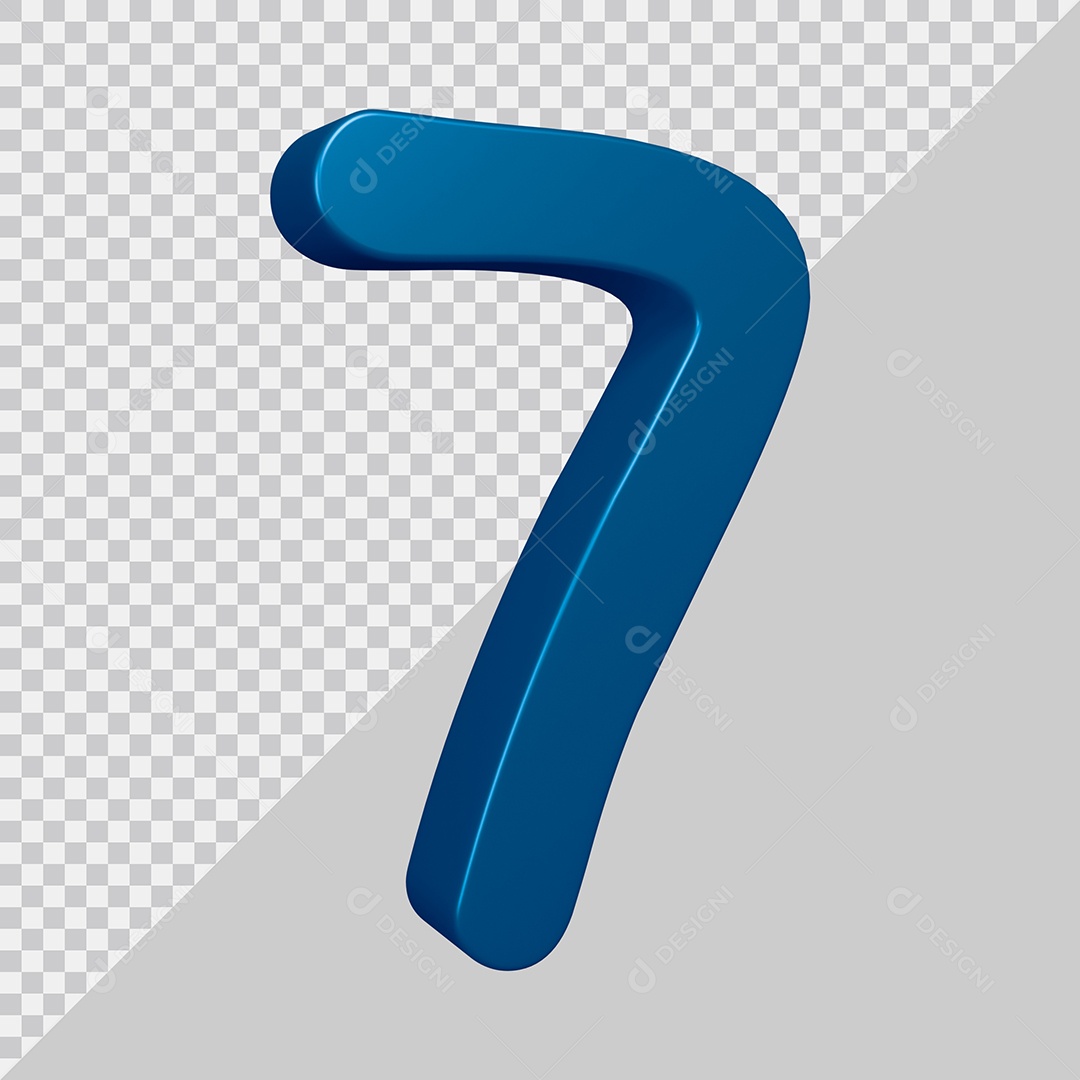 Elemento 3D Para Composição Número 7 Azul PSD